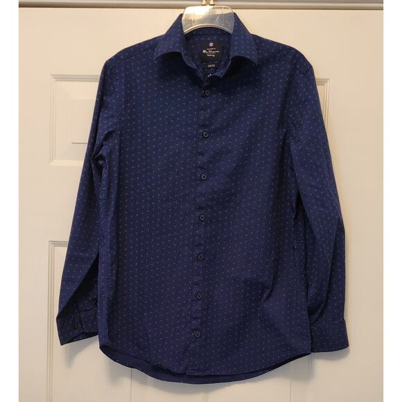 Mens Ben Sherman Tailored Dress Shirt 15-15 1/2 32 33 Slim Blue Button Up Cotton - Picture 11 of 11